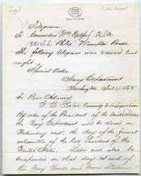 Enthält Befehle für alle Marineschiffe am Tag von Abraham Lincolns Beerdigung